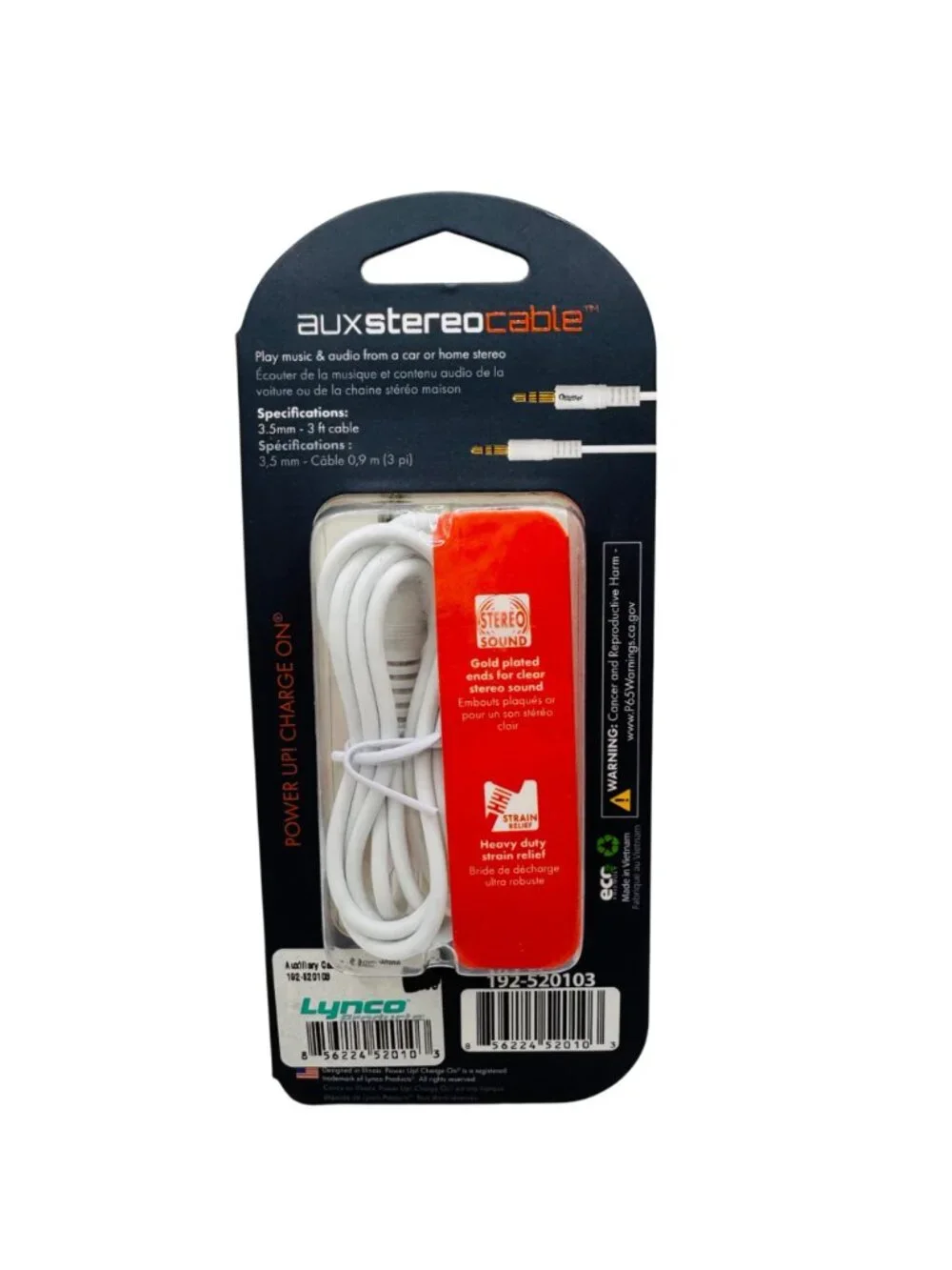 Aux Stereo Cable 4Ft Braided 3.5Mm Connectors Gold-Plated Ends For Clear Sound
